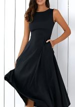 This Women Round Neck Sleeveless Dress Design Made Of High Quality Polyster And Spandex Material. It Come With Good Stretch And Wearing Comfortable. Women¡¯s Midi Dresses Is Omnipotent And Suit For All Kinds Of Occasions - Daily Wear