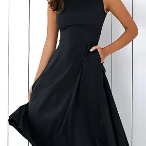 This Women Round Neck Sleeveless Dress Design Made Of High Quality Polyster And Spandex Material. It Come With Good Stretch And Wearing Comfortable. Women¡¯s Midi Dresses Is Omnipotent And Suit For All Kinds Of Occasions - Daily Wear