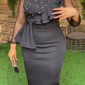 This Women See-Through Mesh Beading Ruffle Edge Dress Made Of Soft And Elastic Fabric. Global Lover Wholesale Plus Size Dresses And Hope Curvy Ladies Find Here a Warm And Exciting Place To Shop Affordable Curvy Dresses Online - Plus Size Casual