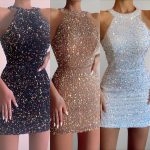 This Women Sequin Sleeveless Elegant Mini Dress Design Made Of Good Quality Polyster And Spandex Material