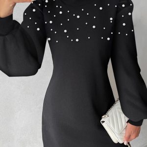 This Women Sequined Long Sleeve Dress Design Made Of High Quality Polyster And Spandex Material. It Is Stretchy