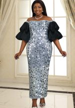 This Women Sequins With Party Sexy Off Shoulder Party Dress Design Made Of Good Quality Polyster And Spandex Material