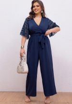 This Women Sexy Bow Tie Loose Jumpsuit Design Made Of High Quality Polyster And Spandex Material. It Is Stretchy