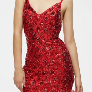 This Women Sexy Camisole Slim Sequin Sleeveless Evening Gown Design Made Of Good Quality Polyster And Spandex Material