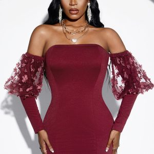 This Women Sexy Casual Solid Off Shoulder Puff Sleeve Dress Design Made Of High Quality Polyster And Spandex Material. It Come With Good Stretch And Wearing Comfortable And Feeling Freedom. The Tight And Fitted Dress Is The Most Popular Options From Party Girls. Shop Bodycon Dresses At Global Lover And Find Amazing Designs Sequins