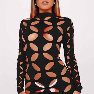 This Women Sexy Cutout Dress Design Made Of High Quality Polyster And Spandex Material