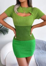 This Women Sexy Cutout Gradient Knitting Bodycon Dress Combine The Warm And Fashion. It Is a Must-Have Item For This Winter. Sweater Dresses For Women At Global Lover Comes For Different Occasions - Daily Life