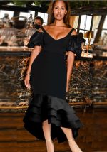 This Women Sexy Cutout v-Neck Formal Party Dress Design Made Of Good Quality Polyster And Spandex Material