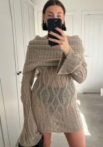 This Women Sexy Knitting Off Shoulder Mini Dress Combine The Warm And Fashion. It Is a Must-Have Item For This Winter. Sweater Dresses For Women At Global Lover Comes For Different Occasions - Daily Life