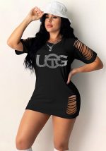 This Women Sexy Letter Beaded Hollow Out Dress Design Made Of High Quality Polyster And Spandex Material. It Is Stretchy