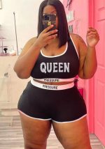 This Women Sexy Letter Beaded Top And Shorts Two-Piece Set Design And Made Of Comfortable And Elastic Fabric. Wholesale Plus Size Two Piece Sets Is a Must-Have Item For Curvy Ladies. Two Piece Sets Can Either Be Worn Together Or Individually