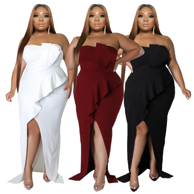 This Women Sexy Off Shoulder Slim Slit Party Dinner Dress Made Of Soft And Elastic Fabric. Global Lover Wholesale Plus Size Dresses And Hope Curvy Ladies Find Here a Warm And Exciting Place To Shop Affordable Curvy Dresses Online - Plus Size Casual