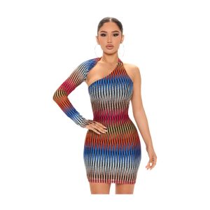 This Women Sexy One Shoulder Long Sleeve Striped Cut Out Bodycon Dress Design Made Of High Quality Polyster And Spandex Material. It Come With Good Stretch And Wearing Comfortable And Feeling Freedom. The Tight And Fitted Dress Is The Most Popular Options From Party Girls. Shop Bodycon Dresses At Global Lover And Find Amazing Designs Sequins