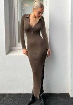 This Women Sexy Polo Neck Rib Slit Dress Design Made Of High Quality Polyster And Spandex Material. It Come With Good Stretch And Wearing Comfortable And Feeling Freedom. The Tight And Fitted Dress Is The Most Popular Options From Party Girls. Shop Bodycon Dresses At Global Lover And Find Amazing Designs Sequins