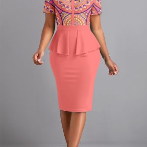 This Women Sexy Print Short Sleeve Round Neck Dress Design Made Of High End Polyster And Spandex Material