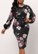 This Women Sexy Printed Long Sleeve Round Neck Dress Design Made Of High Quality Polyster And Spandex Material. It Come With Good Stretch And Wearing Comfortable. Women¡¯s Midi Dresses Is Omnipotent And Suit For All Kinds Of Occasions - Daily Wear