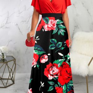 This Women Sexy Printed Short Sleeve v-Neck Dress Design Made Of High Quality Polyster And Spandex Material