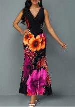 This Women Sexy Printed Sleeveless v-Neck Dress Design Made Of High Quality Polyster And Spandex Material