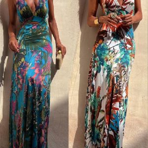 This Women Sexy Printed Strap Holidays Dress Design Made Of High Quality Polyster And Spandex Material