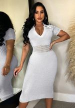 This Women Sexy Ripped Turndown Collar Sweater Dress Combine The Warm And Fashion. It Is a Must-Have Item For This Winter. Sweater Dresses For Women At Global Lover Comes For Different Occasions - Daily Life