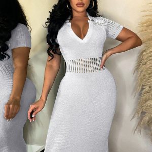 This Women Sexy Ripped Turndown Collar Sweater Dress Combine The Warm And Fashion. It Is a Must-Have Item For This Winter. Sweater Dresses For Women At Global Lover Comes For Different Occasions - Daily Life