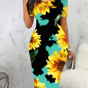 This Women Sexy Round Neck Dress Design Made Of High Quality Polyster And Spandex Material. It Come With Good Stretch And Wearing Comfortable. Women¡¯s Midi Dresses Is Omnipotent And Suit For All Kinds Of Occasions - Daily Wear