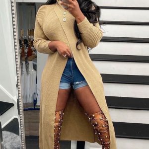 This Women Sexy Round Neck Slit Sweater Dress Combine The Warm And Fashion. It Is a Must-Have Item For This Winter. Sweater Dresses For Women At Global Lover Comes For Different Occasions - Daily Life