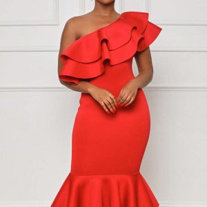 This Women Sexy Ruffle Mermaid Dress Design Made Of Good Quality Polyster And Spandex Material