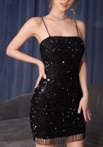 This Women Sexy Sequins Fringe Dress Design Made Of High Quality Polyster And Spandex Material