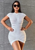 This Women Sexy Short Sleeve Knitting Round Neck Mini Dress Combine The Warm And Fashion. It Is a Must-Have Item For This Winter. Sweater Dresses For Women At Global Lover Comes For Different Occasions - Daily Life