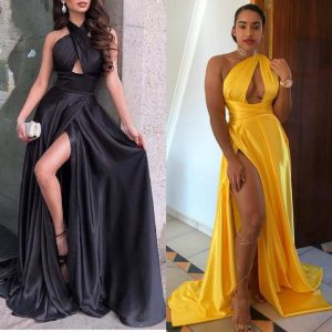 This Women Sexy Slit Sleeveless High-End Dress Dresses Design Made Of Good Quality Polyster And Spandex Material