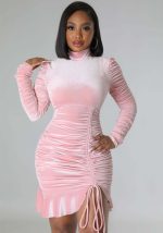 This Women Sexy Solid Color Turtleneck Pleated Dress Design Made Of High Quality Polyster And Spandex Material. It Come With Good Stretch And Wearing Comfortable And Feeling Freedom. The Tight And Fitted Dress Is The Most Popular Options From Party Girls. Shop Bodycon Dresses At Global Lover And Find Amazing Designs Sequins