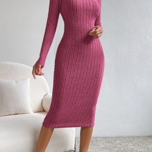 This Women Sexy Solid Long Sleeve Maxi Dress Design Made Of High Quality Polyster And Spandex Material. It Come With Good Stretch And Wearing Comfortable. Women¡¯s Midi Dresses Is Omnipotent And Suit For All Kinds Of Occasions - Daily Wear