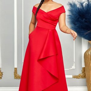 This Women Sexy Solid Off Shoulder Sleeveless Dress Design Made Of Good Quality Polyster And Spandex Material