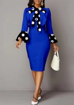 This Women Sexy Solid Polka Dot Bow Neck Dress Design Made Of High End Polyster And Spandex Material