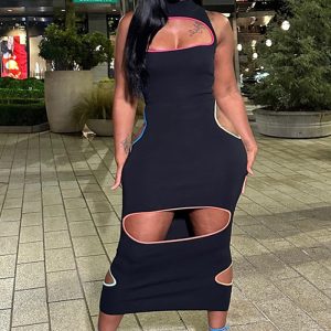 Esta Mujer Sexy Stand Collar Vestido Sólido Sin Mangas Bodycon Diseño Hueco Hecho De Poliester De Alta Calidad Y Material De Spandex. Viene con buen estiramiento y el uso cómodo y sensación de libertad. El vestido ajustado y en forma es la opción más popular de las niñas del partido. Tienda Vestidos Bodycon En Global Lover y encontrar diseños increíbles lentejuelas