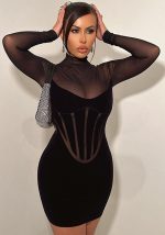 This Women Sexy Turtleneck Mesh Bodycon Dress Design Made Of High Quality Polyster And Spandex Material. It Come With Good Stretch And Wearing Comfortable And Feeling Freedom. The Tight And Fitted Dress Is The Most Popular Options From Party Girls. Shop Bodycon Dresses At Global Lover And Find Amazing Designs Sequins