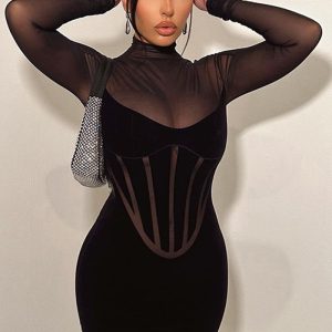 This Women Sexy Turtleneck Mesh Bodycon Dress Design Made Of High Quality Polyster And Spandex Material. It Come With Good Stretch And Wearing Comfortable And Feeling Freedom. The Tight And Fitted Dress Is The Most Popular Options From Party Girls. Shop Bodycon Dresses At Global Lover And Find Amazing Designs Sequins