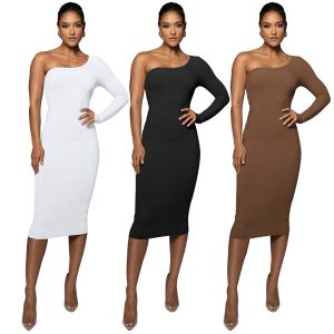 This Women Slash Shoulder Sexy One Shoulder Long Sleeve Bodycon Dress Design Made Of High Quality Polyster And Spandex Material. It Come With Good Stretch And Wearing Comfortable And Feeling Freedom. The Tight And Fitted Dress Is The Most Popular Options From Party Girls. Shop Bodycon Dresses At Global Lover And Find Amazing Designs Sequins