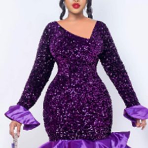 This Women Slip Neck Bell Bottom Sleeve Sequined Patchwork Dress Design Made Of Good Quality Polyster And Spandex Material