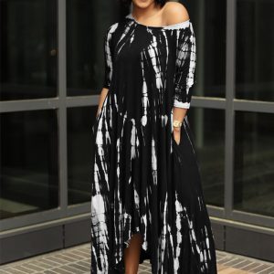 This Women Slit Wide Collar Tie Dye Pocket Maxi Dress Design Made Of High Quality Polyster And Spandex Material