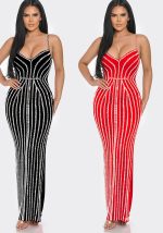 This Women Solid Beaded Suspender Maxi Dress Design Made Of High Quality Polyster And Spandex Material