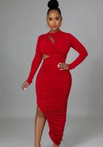 This Women Solid Color Pleated Round Neck Cut Out Long Sleeve Maxi Dress Design Made Of High Quality Polyster And Spandex Material. It Come With Good Stretch And Wearing Comfortable And Feeling Freedom. The Tight And Fitted Dress Is The Most Popular Options From Party Girls. Shop Bodycon Dresses At Global Lover And Find Amazing Designs Sequins