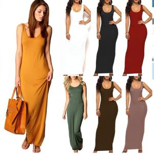 Diese Frauen Solid Color Sexy Straps Long Dress Design von hoher Qualität Polyster und Spandex Material gemacht. Es ist dehnbar