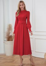 This Women Solid Color Slim Stand Collar Slim Fit Chic Maxi Dress Design Made Of High Quality Polyster And Spandex Material. It Come With Good Stretch And Wearing Comfortable. Women¡¯s Midi Dresses Is Omnipotent And Suit For All Kinds Of Occasions - Daily Wear