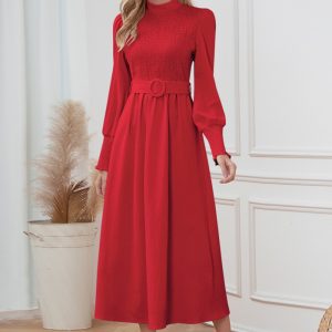 This Women Solid Color Slim Stand Collar Slim Fit Chic Maxi Dress Design Made Of High Quality Polyster And Spandex Material. It Come With Good Stretch And Wearing Comfortable. Women¡¯s Midi Dresses Is Omnipotent And Suit For All Kinds Of Occasions - Daily Wear