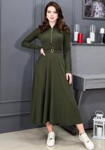 This Women Solid Knitting Long Sleeve Dress Design Made Of High Quality Polyster And Spandex Material