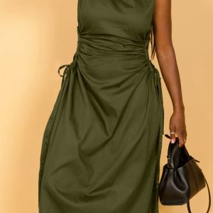 This Women Solid Sleeveless Cutout Dress Design Made Of High Quality Polyster And Spandex Material. It Is Stretchy