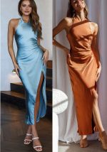 This Women Solidhalter Neck Backless Slit Dress Design Made Of High Quality Polyster And Spandex Material. It Come With Good Stretch And Wearing Comfortable. Women¡¯s Midi Dresses Is Omnipotent And Suit For All Kinds Of Occasions - Daily Wear