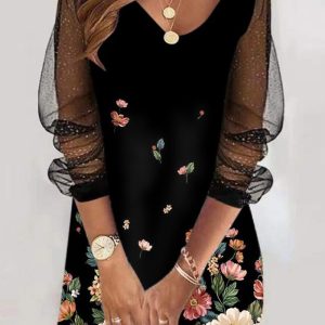 This Women Black V-neck Long Sleeve Lace Casual Dresses design made of high quality polyster and spandex material. It is stretchy